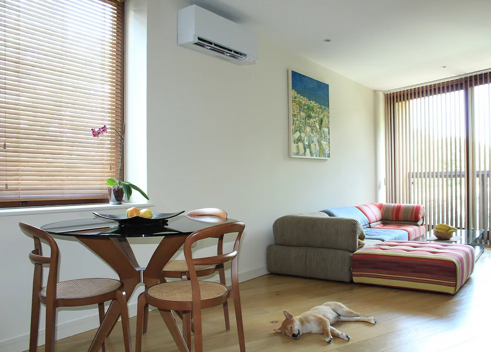 Wall-mounted air conditioning in a home.