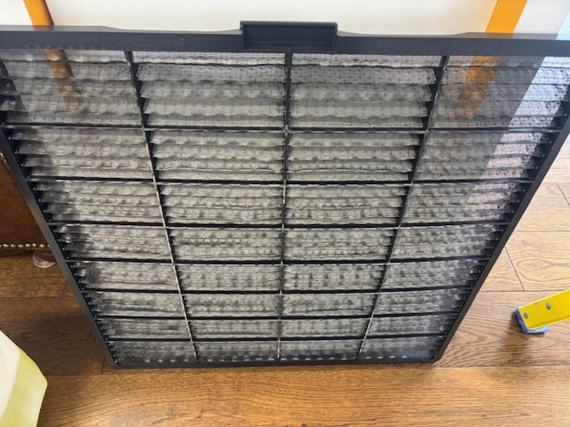 Removed cassette filter photographed during the service